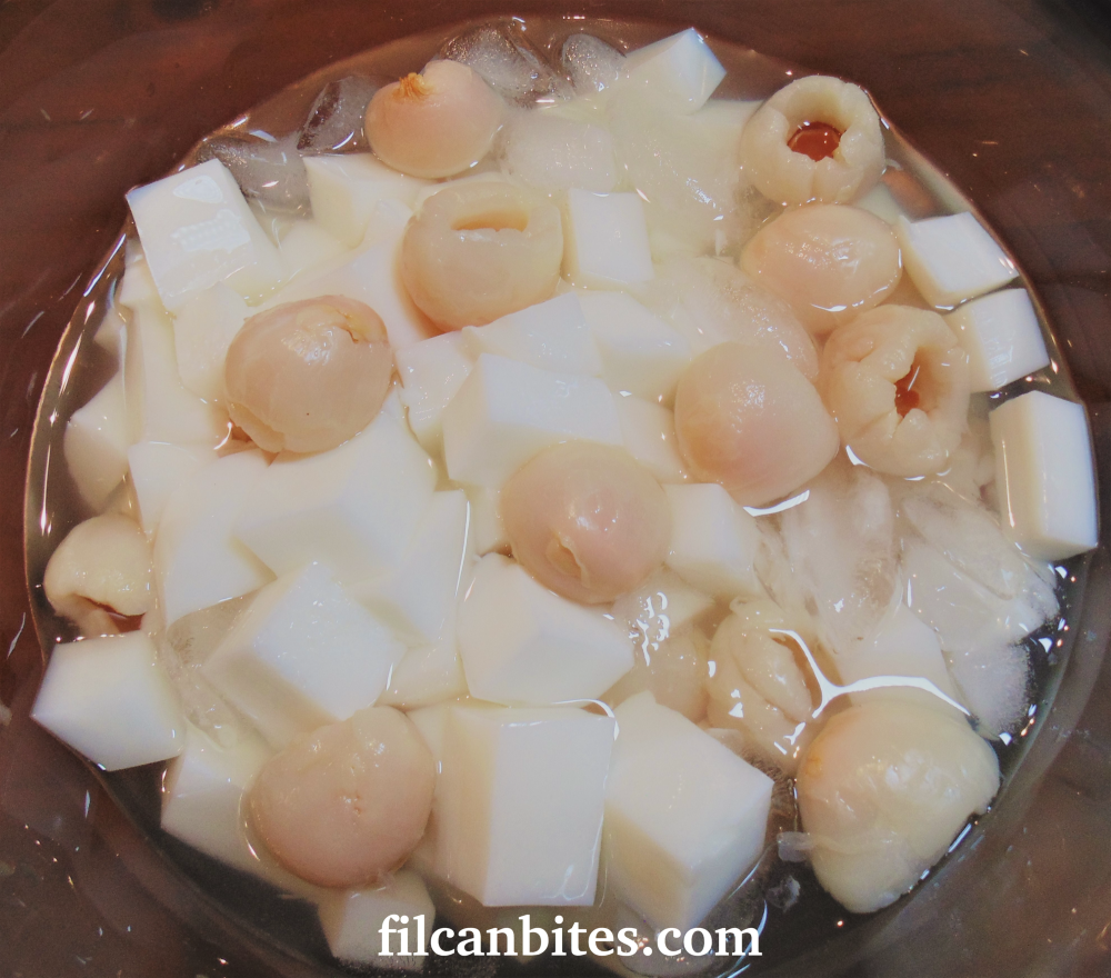 Almond Jelly with Lychees